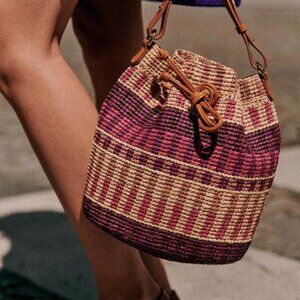 Sezane Purple and Tan Shoulder Bag